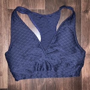 Blue mermaid scale medium support sports bra